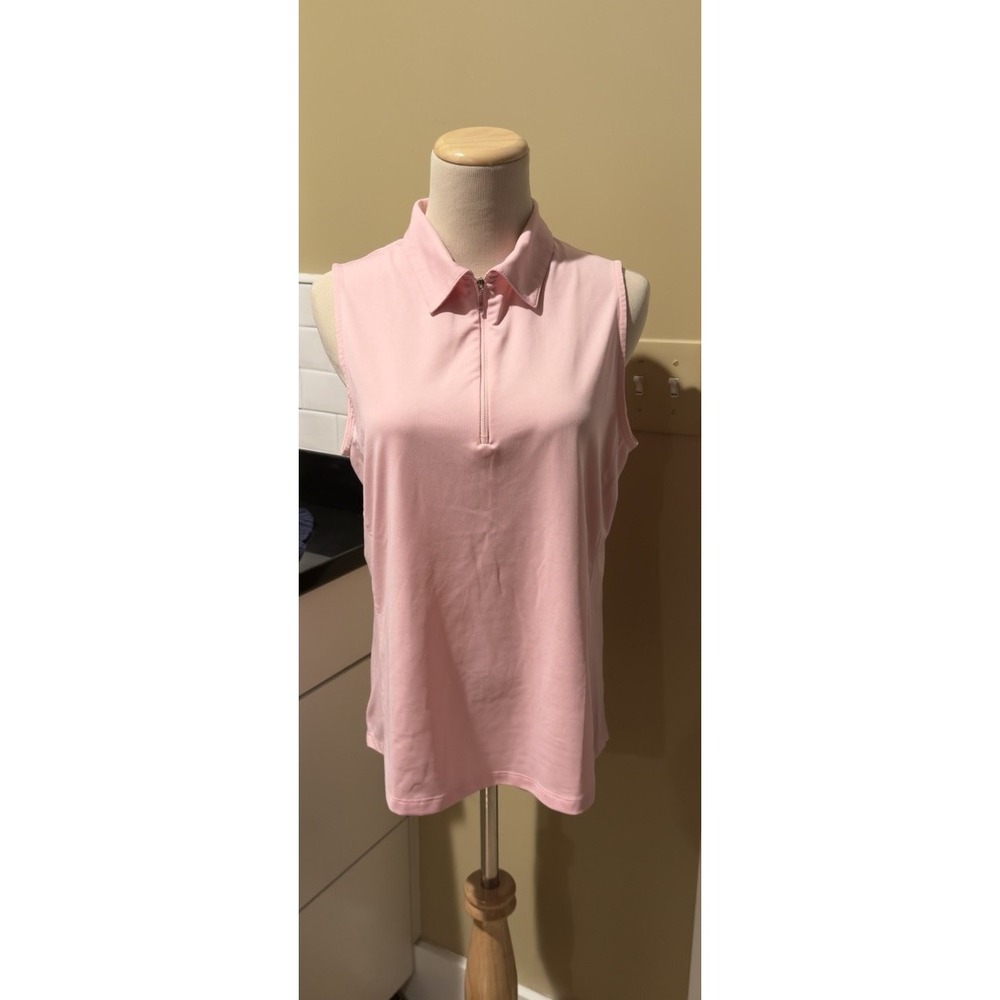 Golftini Sleeveless Quarter Zip‎ Stretch Golf Polo Light Pink Fashion Style Lg